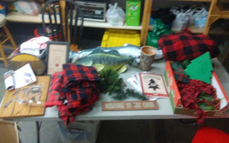 lot 36 image: Large Lot Of Rustic Lumber Jack Wear & Home Decor, 2-Stuffed Fish Pillows