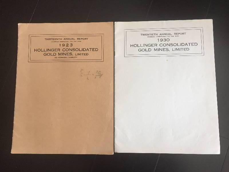 lot 25 image: 1923 & 1930 Hollinger Consolidated Gold Mines, Limited Annual Reports