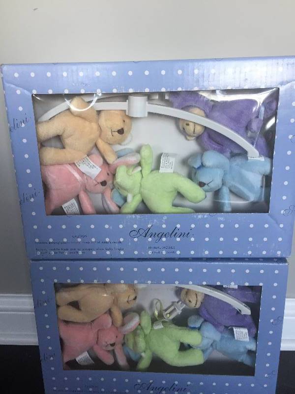 lot 38 image: 2 Angelini Animal Baby Crib Mobiles - Never Used