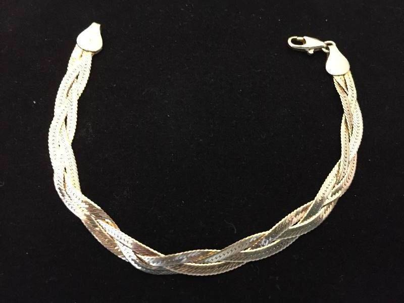 lot 101 image: Sterling Silver Braided Bracelet - 7.25 long