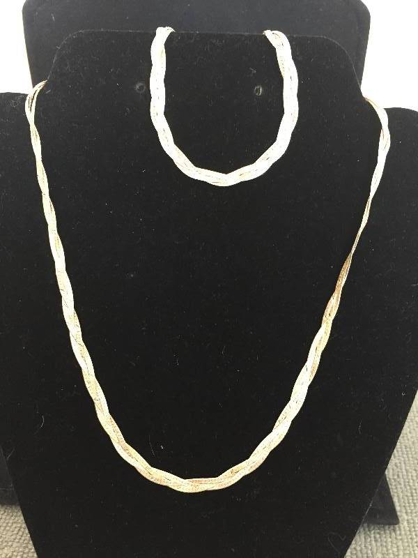 lot 42 image: Sterling Silver Braided Necklace & Bracelet