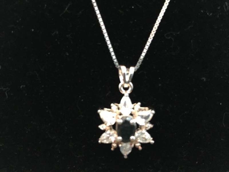 lot 92 image: Sterling Silver Crystal Pendant Necklace