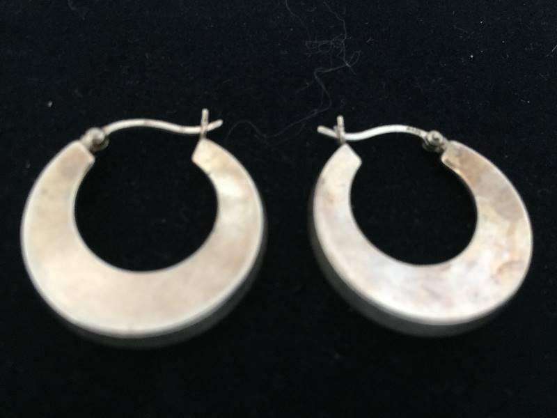 lot 106 image: Sterling Silver Thick Hoop Earrings - 1 diameter