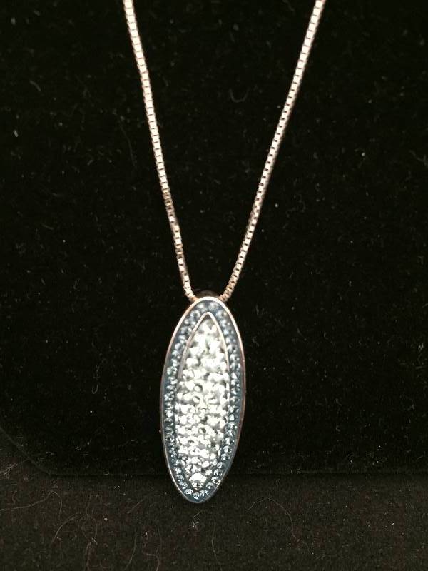 lot 137 image: Sterling Silver Teal Swarovski Necklace