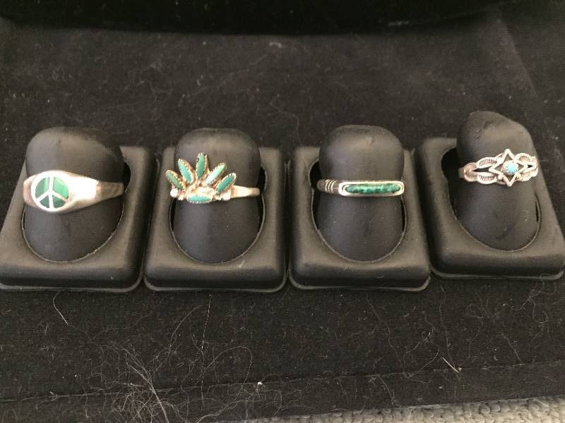 lot 103 image: 4 Sterling Silver & Turquoise Rings