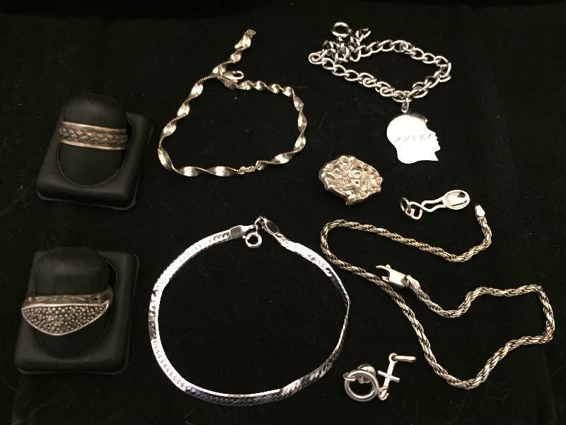 lot 116 image: Sterling Silver Jewelry - some wearable some scrap