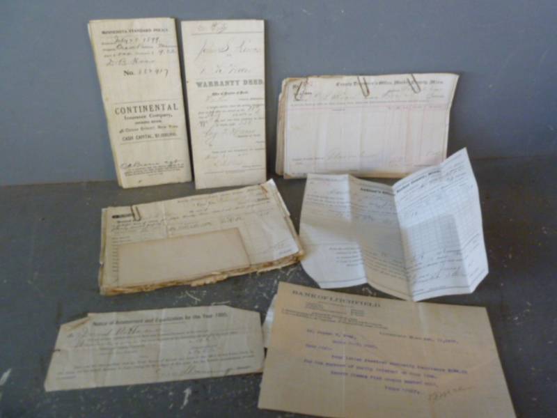 lot 76 image: Antique Meeker County Paper Items