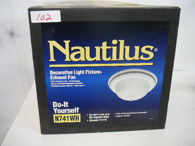 lot 102 image: Nautilus Bathroom Light fixture  Fan N741WH