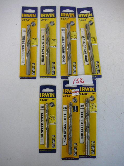 lot 156 image: Irwin 7 - High Speed Steel Bits