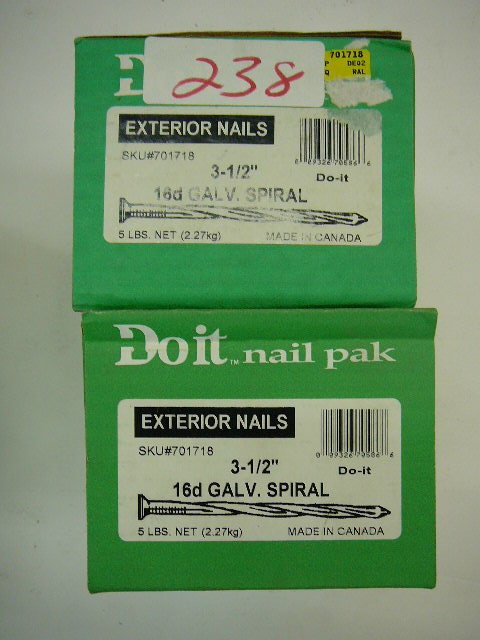 lot 238 image: 3 12 Exterior Nails 16D Galv. Spiral