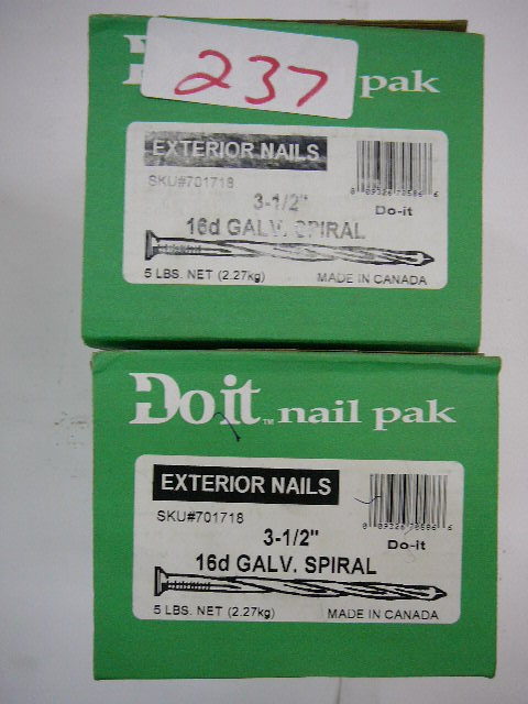 lot 237 image: 3 12 Exterior Nails 16D Galv. Spiral