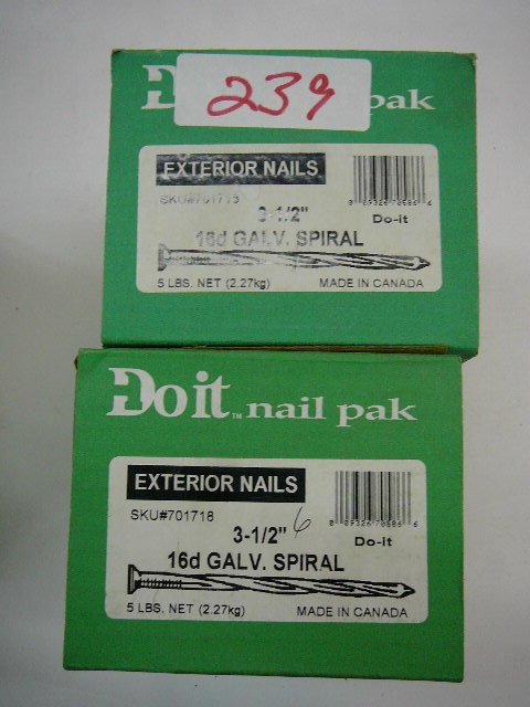 lot 239 image: 3 12 Exterior Nails 16D Galv. Spiral