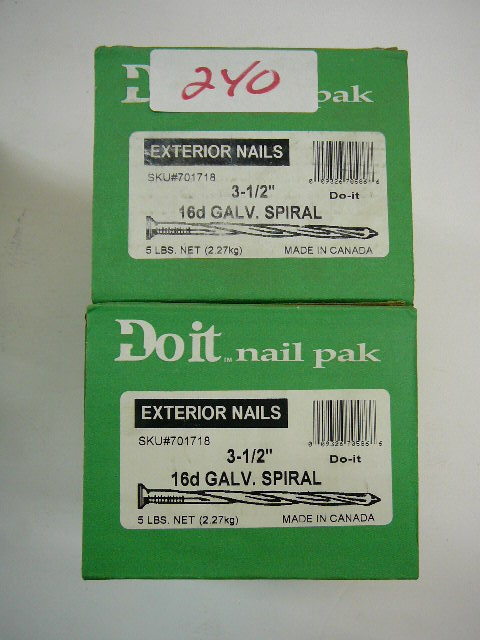 lot 240 image: 3 12 Exterior Nails 16D Galv. Spiral