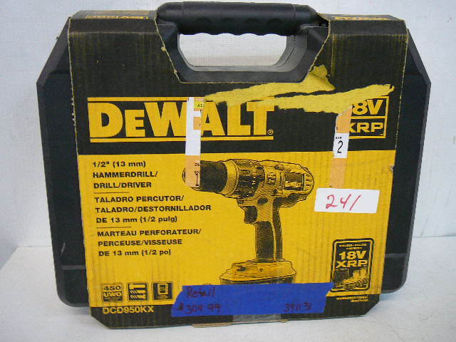 lot 241 image: DeWalt 18 Volt 12 Hammer Drill  Drill  Driver Kit