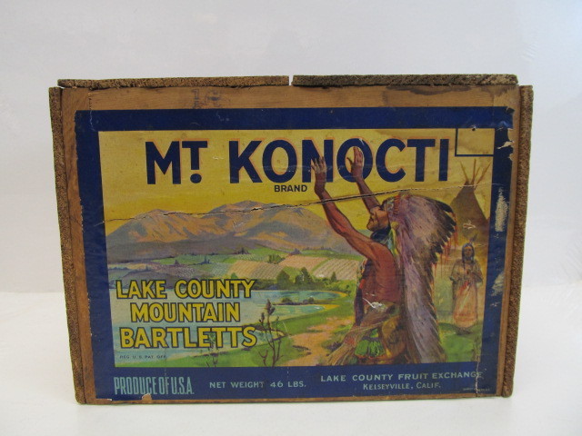 lot 101 image: Old Vintage MT KONOCTI Wooden Fruit Crate