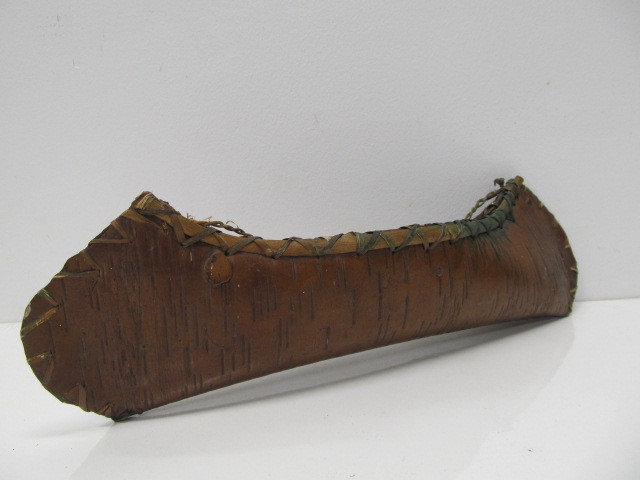 lot 112 image: Original Antique 17.5 Birch Bark Canoe - Mille Lacs Lake July 28, 1919 