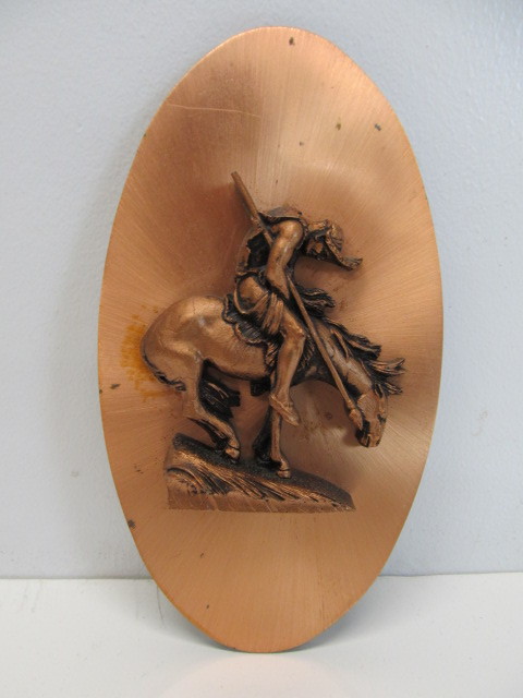 lot 117 image: Vintage Copperama 3D Relief End of The Trail Wall Sculpture
