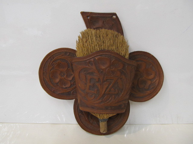 lot 153 image: Vintage Leather Broom Holder & Broom
