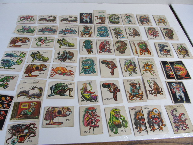 lot 30 image: Large Lot of Vintage 1960s Topps UGLY MONSTER Sticker Cards