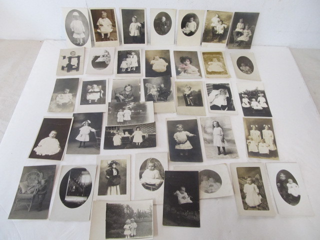 lot 204 image: Lot of Antique Real Photo Postcards - Mostly Children Photos