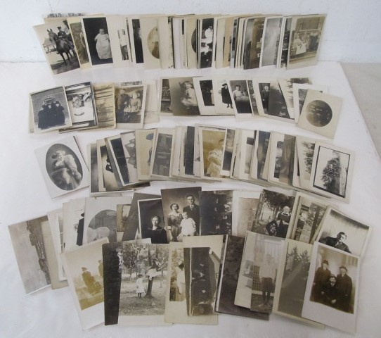 lot 205 image: 100 Antique Real Photo Postcards