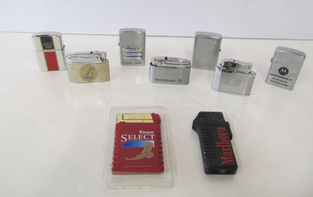 lot 208 image: Group of Vintage Advertising Cigarette Lighters