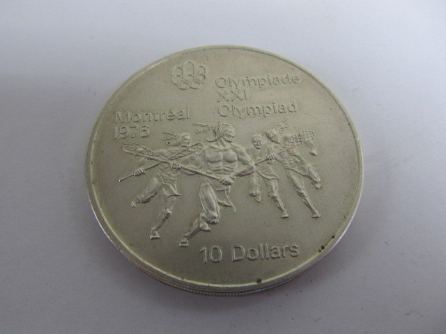 lot 223 image: 1976 Montreal Winter Olympic Solid Silver $10 Coin