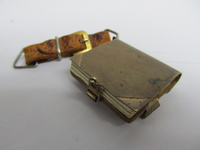 lot 231 image: Antique Victorian Miniature Risqu Photo Book Keychain or Watch Fob
