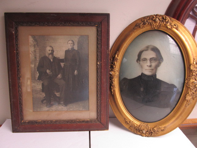 lot 236 image: 2 Large Framed Antique Portrait Photos