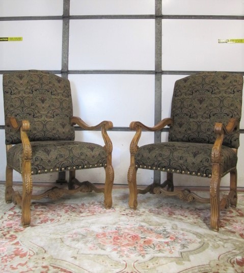 lot 196 image: Large High End Upholstered Parlor Chairs