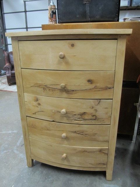 lot 198 image: Solid Heavy Natural Burled Wood Dresser