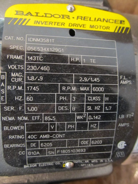 lot 122 image: NEW Baldor Reliance Inverter Drive Motor