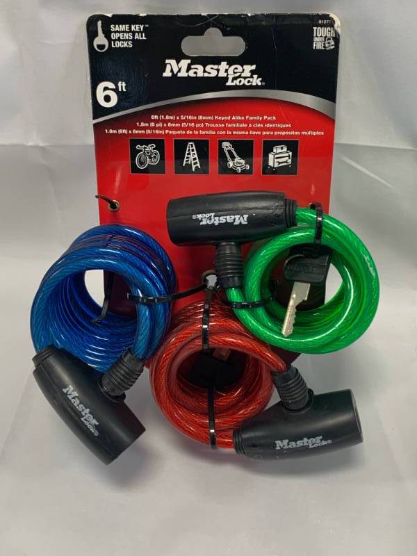lot 7 image: Lot of 3 Masterlock 6 Foot Locks