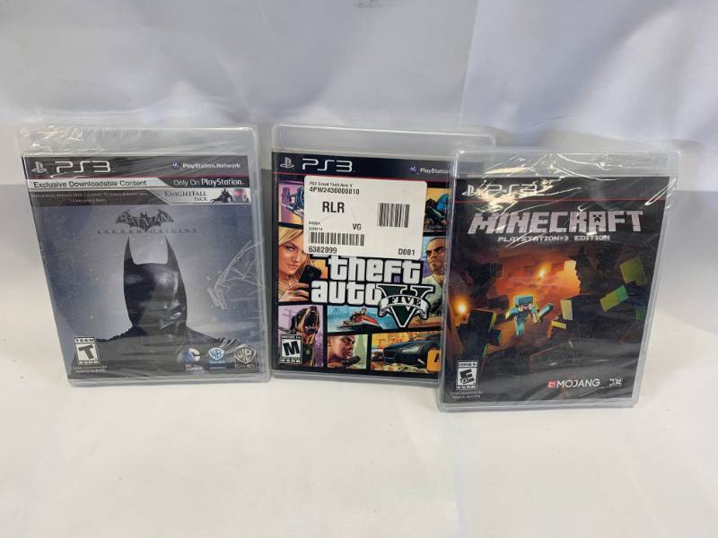 lot 15 image: Lot of 3 PS3 Games Batman, GTA5, Minecraft