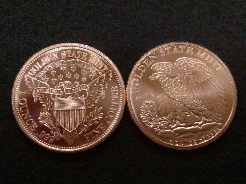 lot 131 image: (2) One Ounce .999 Copper Coins...