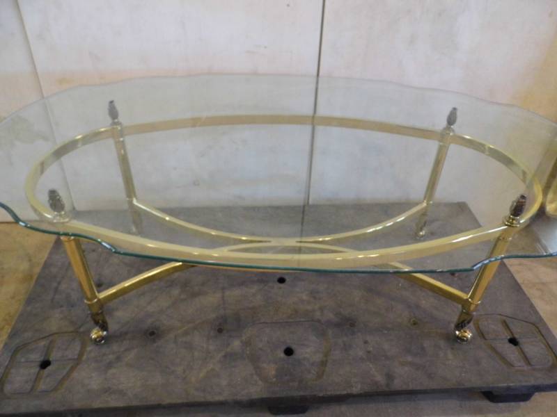 lot 134 image: Lot of 2 Brass  Glass Tables