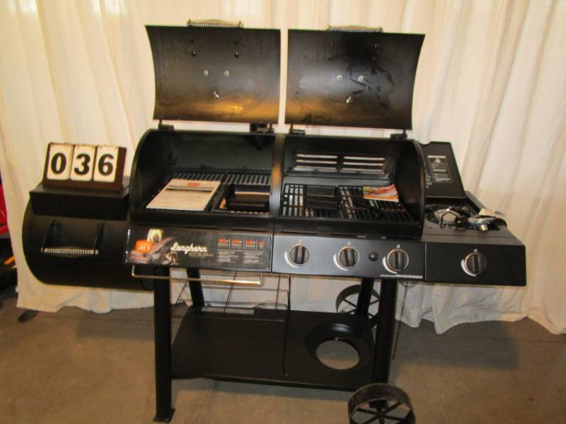 lot 36 image: Oklahoma Joes Longhorn Charcoal-Gas Grill & Smoker