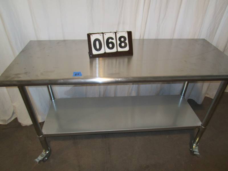 lot 68 image: Stainless Steel Prep Table  - on wheels