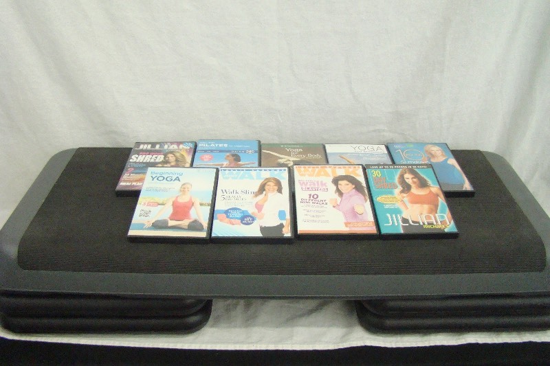 lot 83 image: Workout Lot with 3 Level Step and 7 DVDs