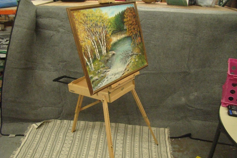 lot 85 image: Professional Artist Travel Easel with Original Signed Oil Painting