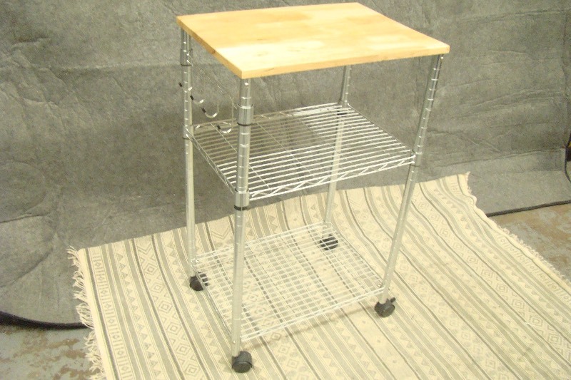 lot 147 image: Kitchen Utility Cart with Wood Top