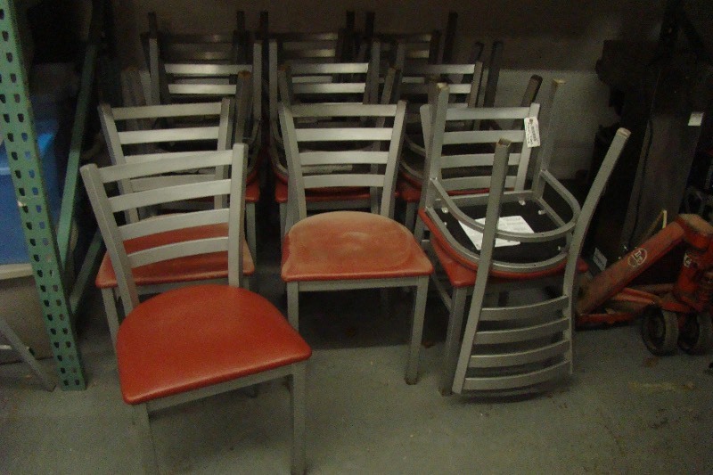lot 148 image: 17 Red and Gray Commercial Restaurant Chairs 