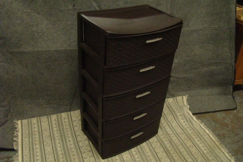 lot 149 image: 5 Drawer Brown Plastic Storage Container