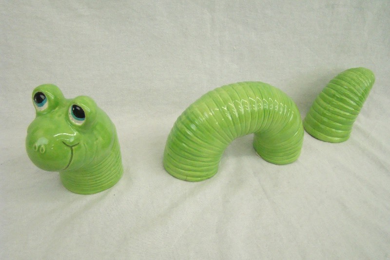 lot 166 image: Large Vintage Hand Painted Ceramic Inchworm Figure