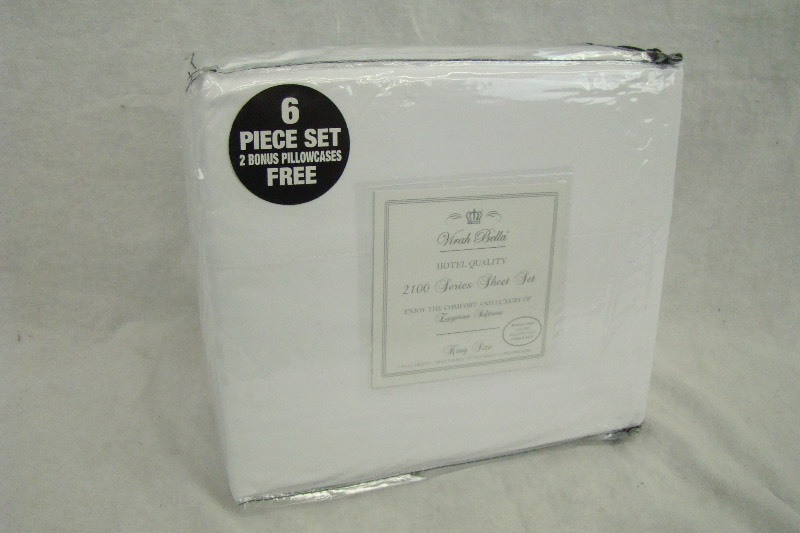 lot 217 image: WHITE 6-Piece Virah Bella 2100 Series KING Sheet Set