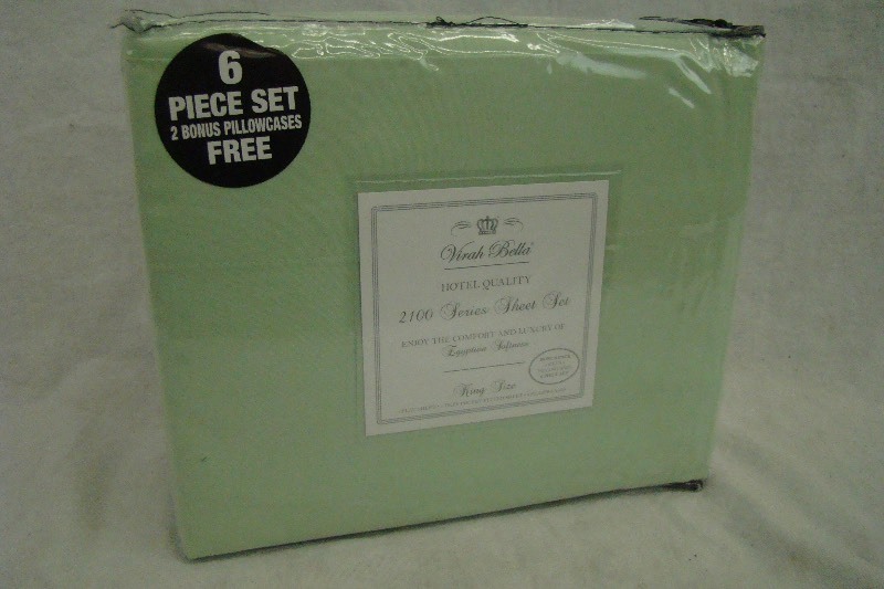 lot 218 image: LIME 6-Piece Virah Bella 2100 Series KING Sheet Set