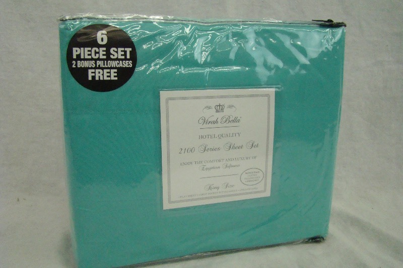 lot 220 image: TEAL 6-Piece Virah Bella 2100 Series KING Sheet Set