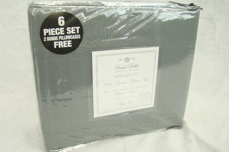 lot 221 image: GRAY 6-Piece Virah Bella 2100 Series KING Sheet Set