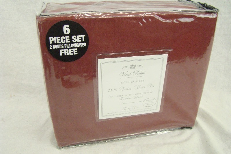 lot 223 image: MAROON 6-Piece Virah Bella 2100 Series KING Sheet Set