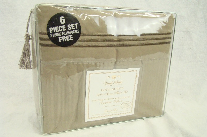 lot 224 image: KHAKI 6-Piece Virah Bella 2200 Series QUEEN Sheet Set